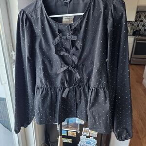 Velvet Heart Black Crystal Embellished Peplum Top